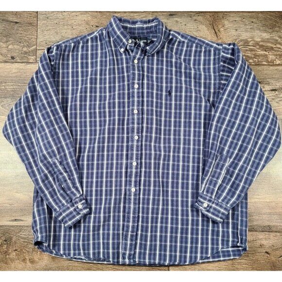 Ralph Lauren Other - Ralph Lauren Blaire Long Sleeve Button Down Blue Cotton Flannel Shirt Men's XL